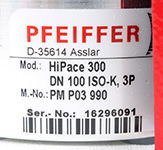 Mod.: HiPace 300 DN 100 ISO-K, 3P M.-No.: PM P03 990